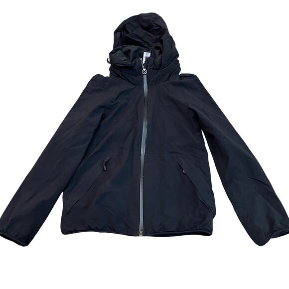 Ivivva By Lululemon Girls Windbreaker Jacket Size 6 Packable Hood Full Zip Black - Picture 1 of 8